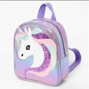 Claire’s Unicorn Kids Backpack - Iridescent Pink Purple and Silver
